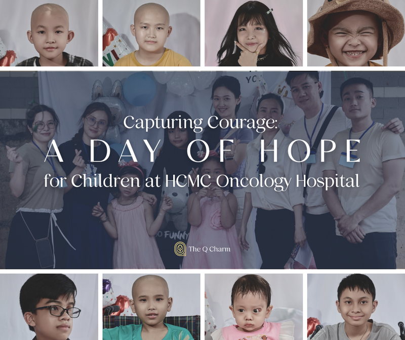 Volunteers and The Q Charm team organizing charity photoshoot for cancer children in Vietnam