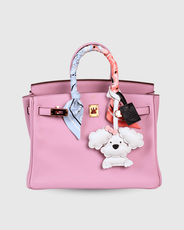 Pink handbag with dog charm, 35_454bbf40