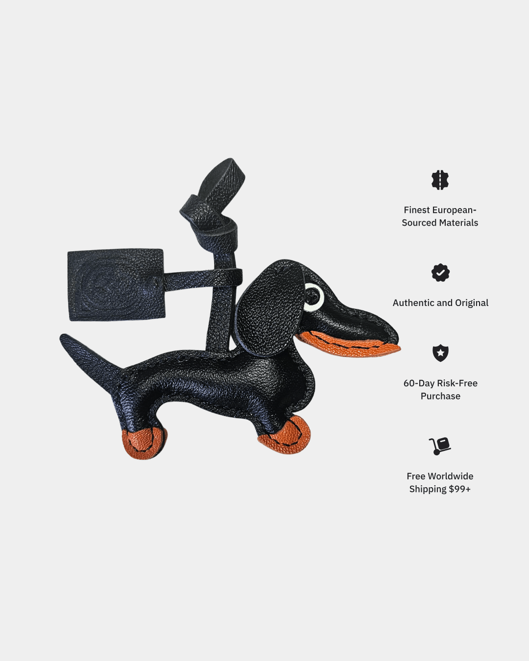 Dachshund dog charm, black leather, 72_bfd37acc.