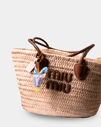 Miu Miu straw tote bag with goat charm