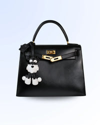 Schnauzer goatskin leather bag charm hanging on luxury bag