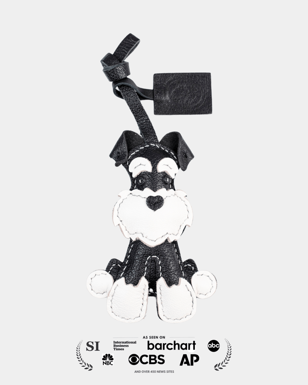 Midnight Pup Charm – Schnauzer Leather Bag Accessory