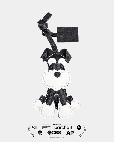 Midnight Pup Charm – Schnauzer Leather Bag Accessory